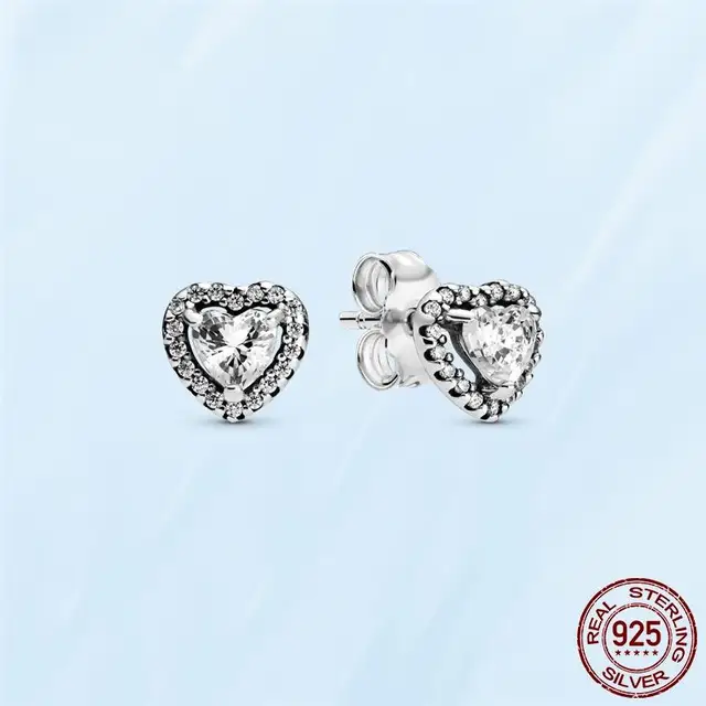 Silver Earrings Real 925 Sterling Silver Asymmetrical Heart Hoop Earrings for Women Fashion Silver Earring Jewelry Gift PAE056