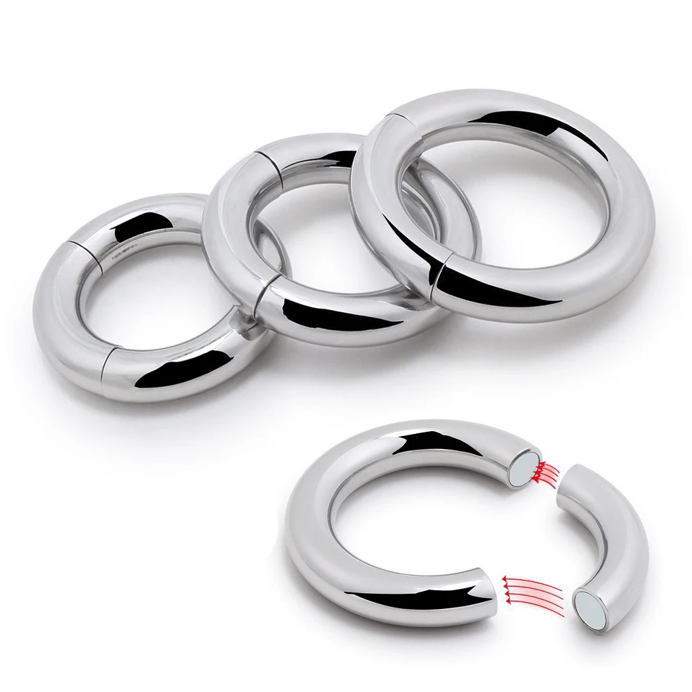 Stainless Steel Heavy Duty Magnetic Penis Ring Scrotum Stretcher Metal Cock Lock Delay Ejaculation Sex Toys for Men | Красота и