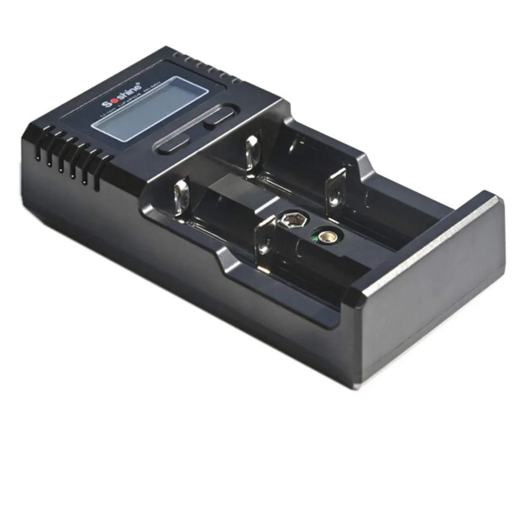 Soshine 12V1A AC lcd универсальное зарядное устройство для Li-ion/LiFePO4 26650 18650 9V NiMH C AA AAA 9V Выход 1000mAx2 li-ion 3,7 V батарея