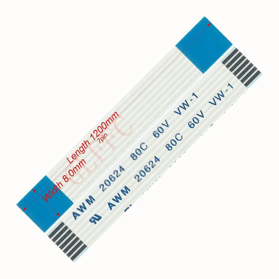 7pin 1,0 шаг 60 мм-1670 мм a-тип Гибкий плоский кабель FFC awm 20624 ROHS для ttl lcd DVD Компьютера - Цвет: 1200