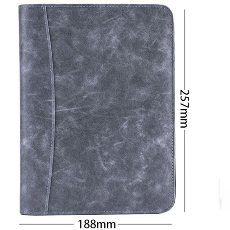 

A5 Padfolio with Calculator Zipper Binder Notebook Briefcase File Executive Folder Spiral Travel Note Book