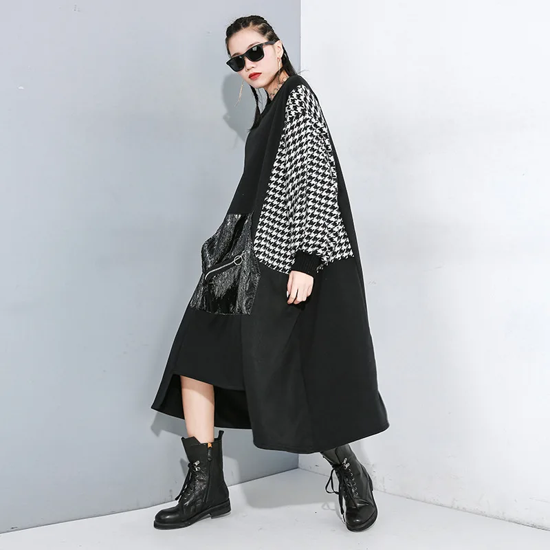 Max LuLu Весна модные корейские женские элегантные длинные платья повседневные женские Большие размеры Одежда для вечеринок клетчатая Лоскутная уличная одежда