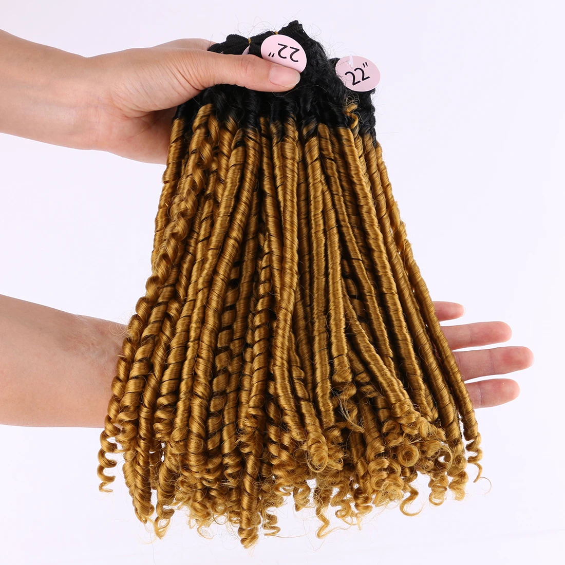 6+1 Gold Fummi Curly Hair Bundles With Closure 6 Bundles One Set 22 Inches Afro Kinky Curly Hair Extensions For Black Women