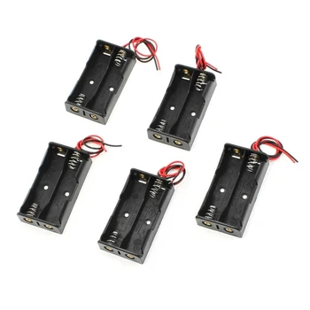 

5 Pcs 2 x 1.5V AA Battery Holder Case Box Black w Wire Leads