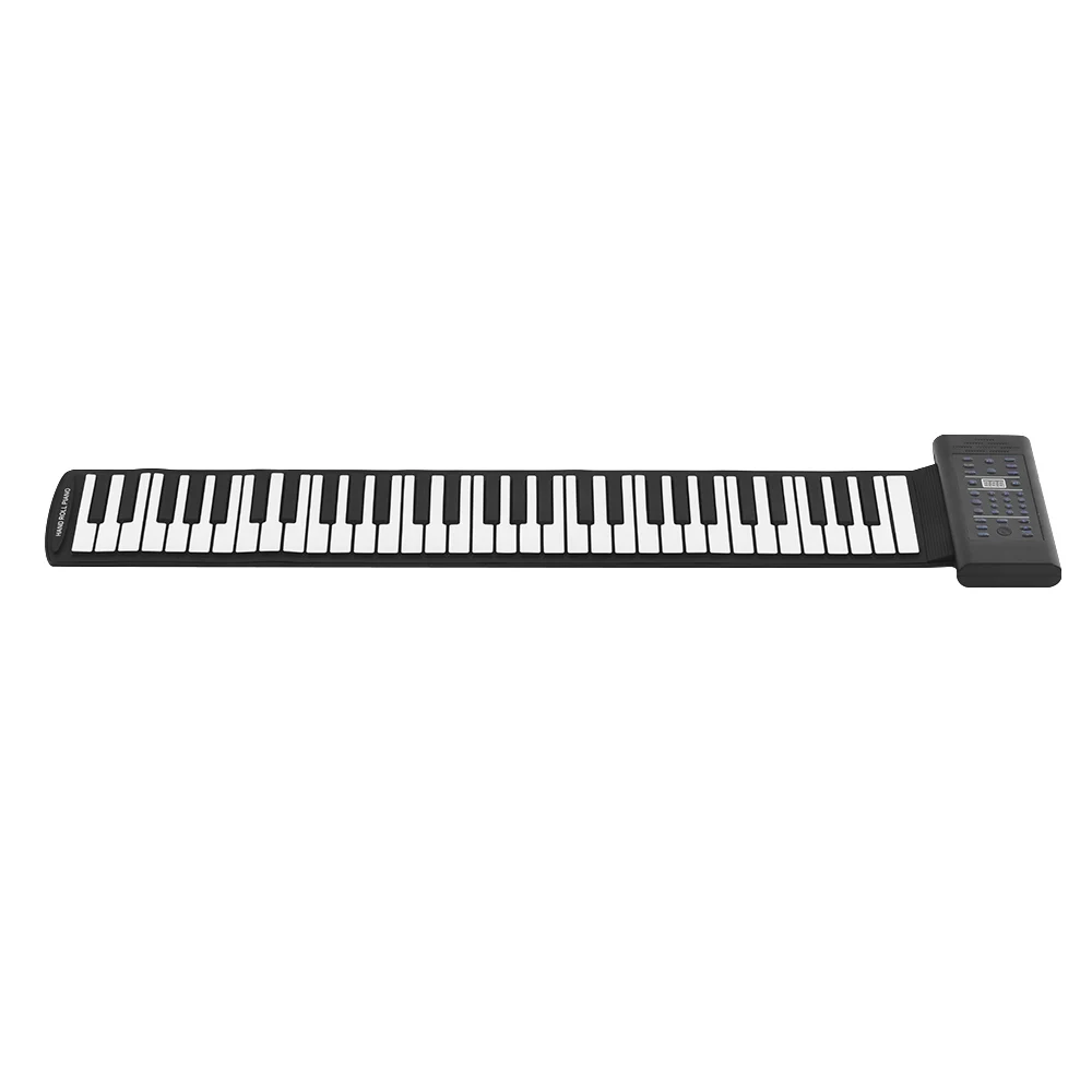 

Portable 61-Key Roll Up Piano Electronic Keyboard Silicon Built-in Stereo Speaker 1000mA Li-ion Battery Support MIDI OUT