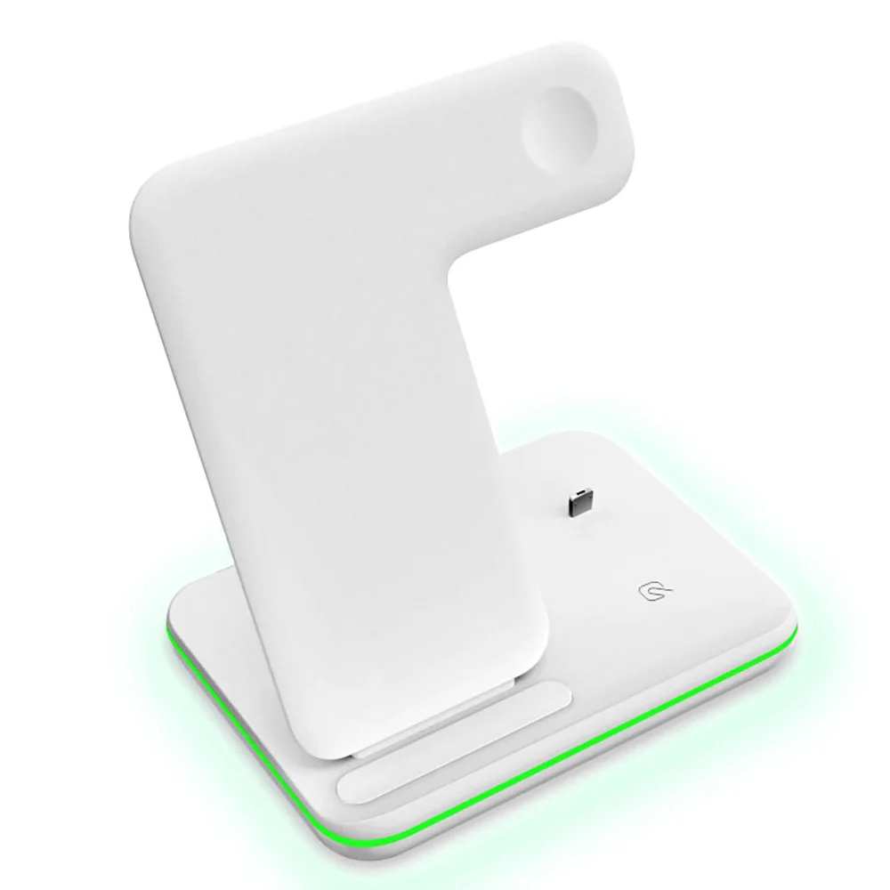 3 в 1 15 Вт Qi Беспроводное зарядное устройство для Apple Airpods часы заряд держится долго док-станция для iphone 11 X XS XR samsung S10 Note10 - Цвет: Белый