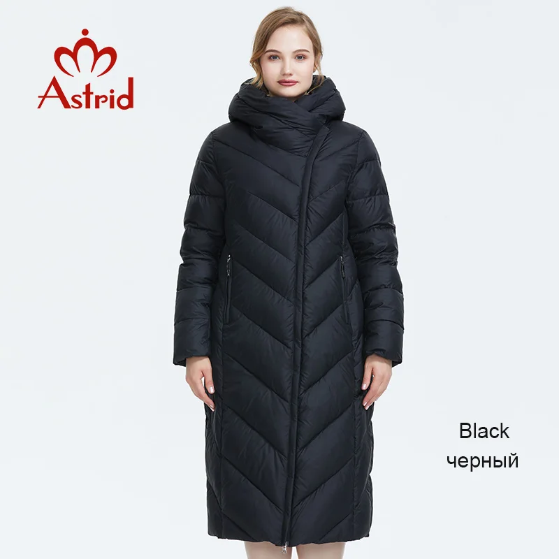 Astrid Зима новое поступление пуховик для женщин с капюшоном свободная одежда верхняя одежда высокое качество толстый хлопок длинная и модная AR-7053 - Цвет: 6 black