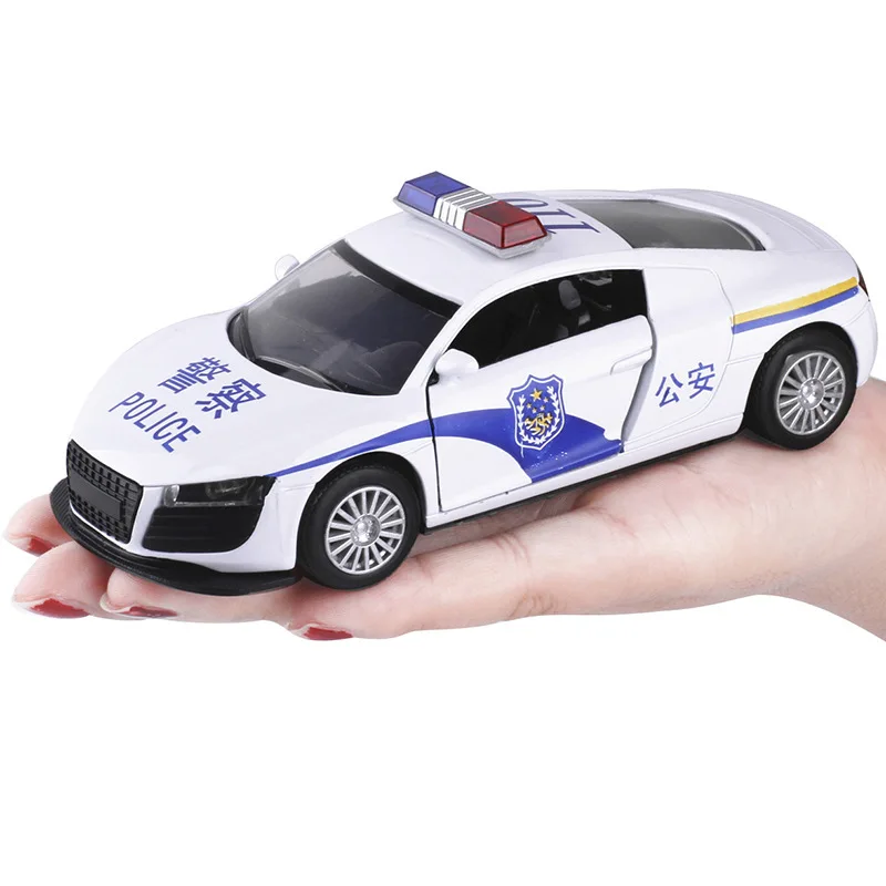 1:32 высокое моделирование Tiato Audi R8 полицейский автомобиль сплав автомобиль свет оттяните обратно детские игрушки для подарков