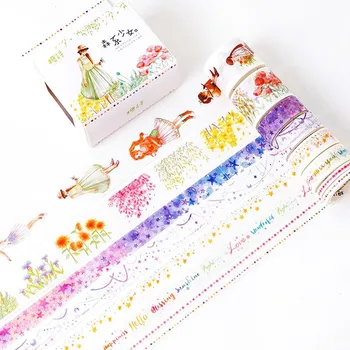 

5 meters/pcs Cute Kawaii Flowers Cartoon Masking Washi Tape Decorative Adhesive Tape Decor Decora Diy Scrapbooking Sticker Label