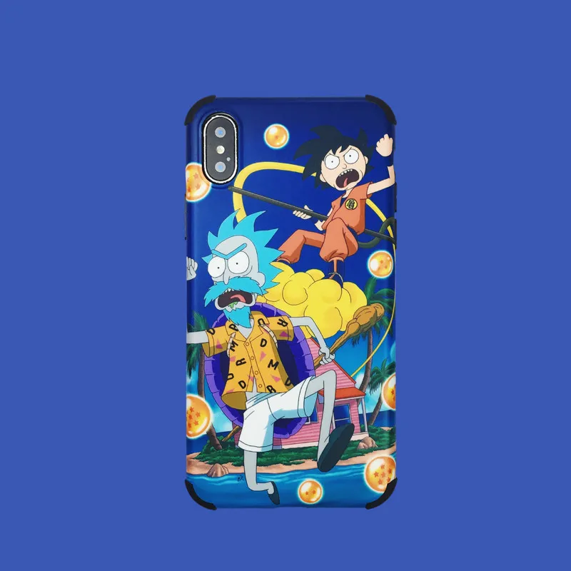 Cartoon rick and morty Dragon Ball z goku Funny cute Phone case silicone cover for coque iPhone 7 7 Plus 8 Plus X XR xs max case