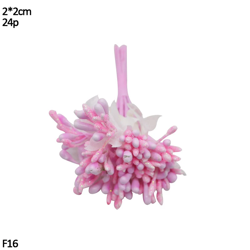 F16-24pcs pink Розовый искусственный цветок тычинки смешанный Гибридный цветок вишня тычинки ягоды для DIY Рождественский венок Ремесло торт свадебное украшение - Цвет: F16-24pcs pink