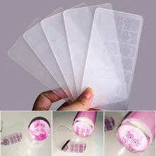 Plantillas de plástico para estampado de uñas, estampador transparente de 6x12cm, 10 tipos de plantillas para manicura, 1 unidad, SE23