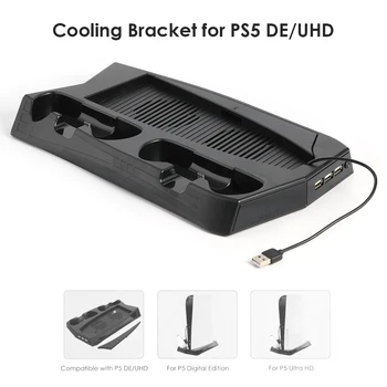 

For PS5 Vertical Stand with Cooling Fan Dual Controller Charger Console Charging Station Fan Cooler For SONY Playstation 5