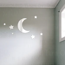 Зеркальная Наклейка на стену s Декор Наклейка для дома украшение комнаты эстетическое милое отражающее Луна детская для девочек детская для мальчиков R231