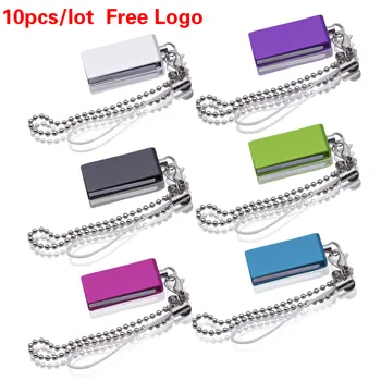 

10pcs/lot Super Mini Metal USB Flash Drive 2.0 4GB Memory Stick Pendrive with Key Chain Pen Driver 8GB 16GB 32GB Free Logo Gifts