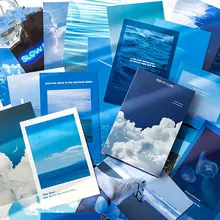 Ensemble de cartes postales mixtes «Blue World», Lot de 30 pièces de cartes de vœux artistiques modernes, signets, papiers de bricolage pour étudiants