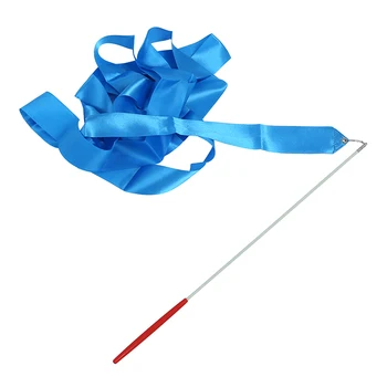 

Gym Dance Ribbon Rhythmic Gymnastics Streamer Rod Baton Twirling Party Chinese New Year - Blue.