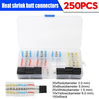 

250PCS Heat Shrink Soldering Sleeve Terminals Insulated Waterproof Butt Wire Connectors Electrical Wire Soldered Terminals