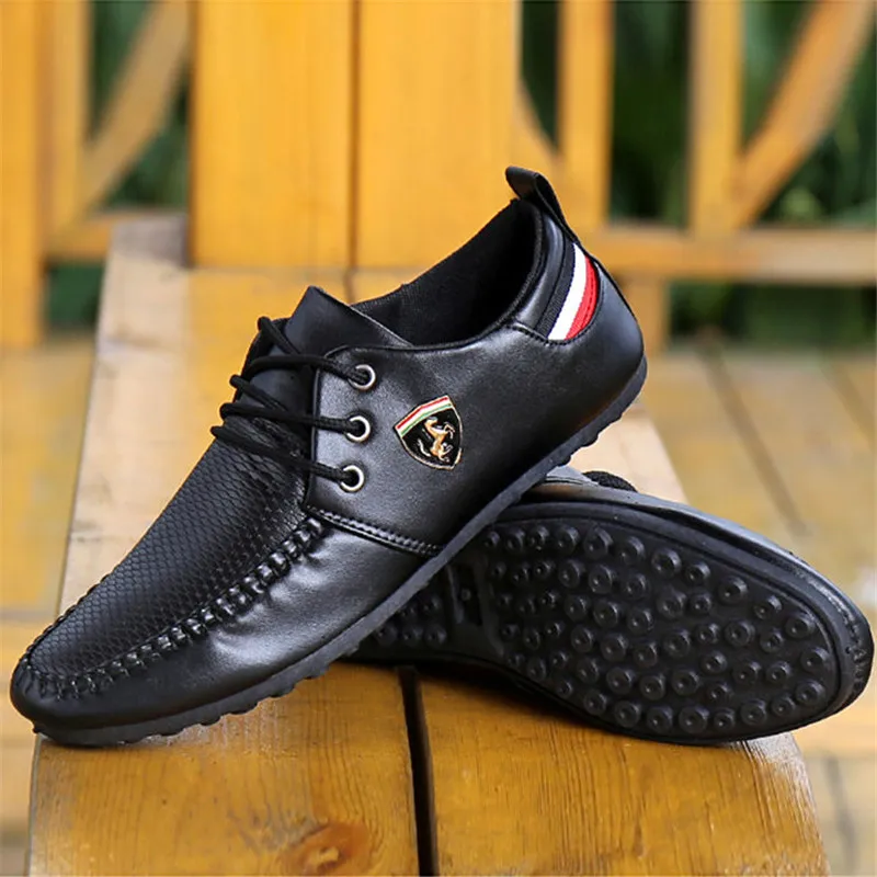 Genuine Leather Men Shoes Luxury Brand Casual Slip on Formal Loafers Men Moccasins Italian Black Blue Male Driving Shoes