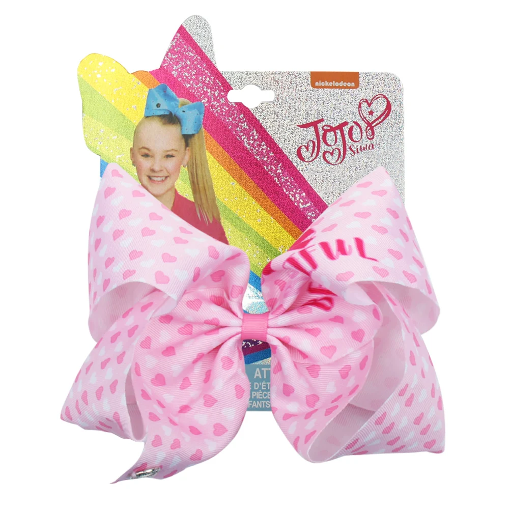 

7'' Valentine's Day JOJO Bows/Jojo Siwa Large Hair Bows for Girls Heart Printed Bowknot Hairgrips Party Kids Hair Accessories