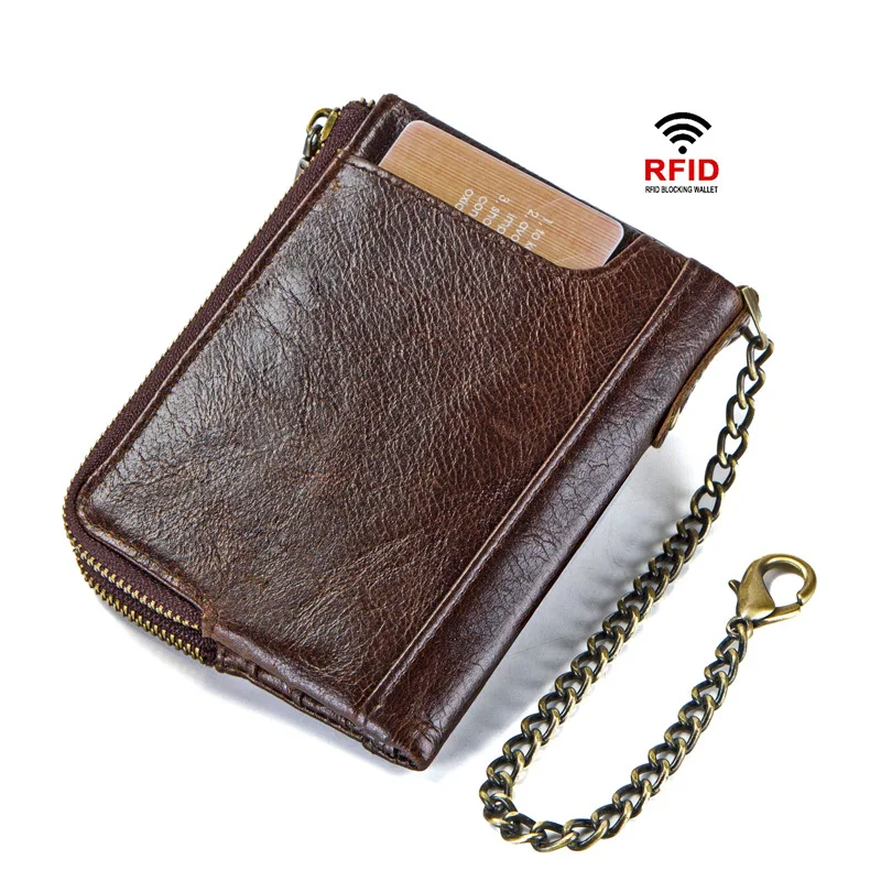 Кошельки из натуральной кожи для мужчин RFID короткий кошелек на молнии мужской маленький кошелек для монет мужской держатель для карт мужской кошелек клатч