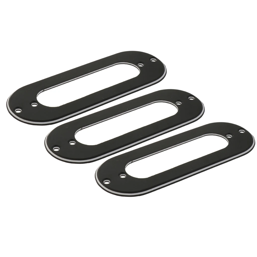 Черный 3pcs Metal Single Coil Pickup Mounting Ring for ST Style Guitar Replacements - Цвет: Черный