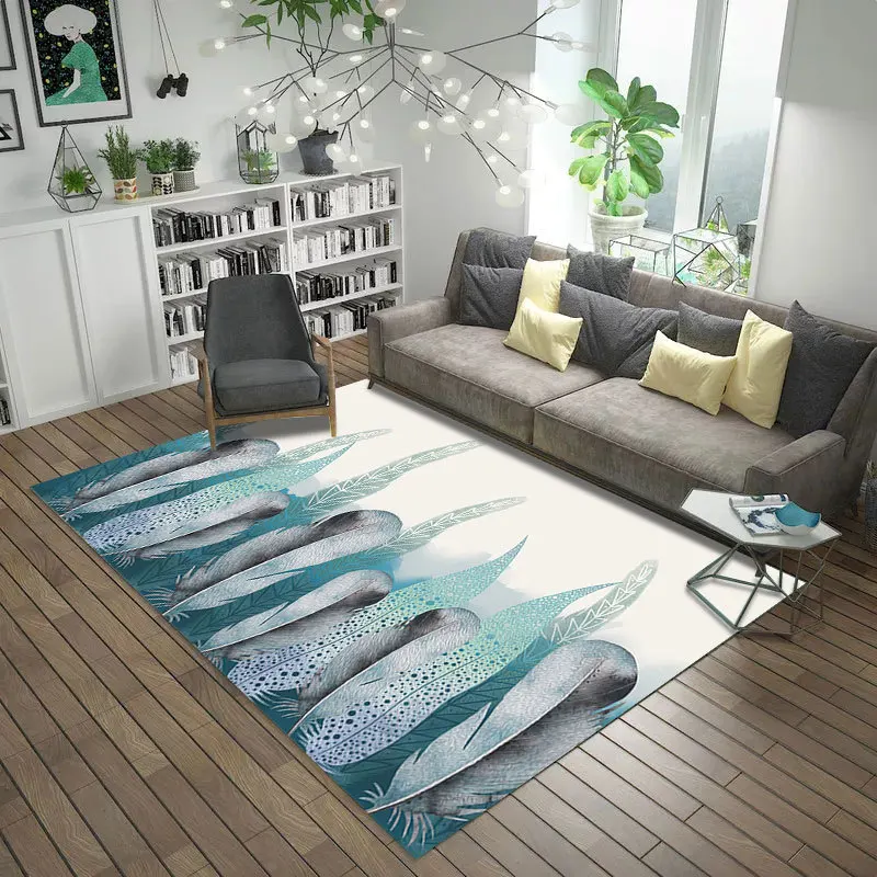 Современные Абстрактные Художественные перьевые 3D печатные ковры для гостиной, спальни, ковер для детской домашней комнаты, игровой коврик для ползания, кухонный коврик - Цвет: 15