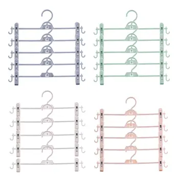 

5pcs Stackable Hanger Rack Strong Plastic Pants Trouser Skirt Add-On Hanger with Adjustable Clip and hook Non Slip Space-Saving