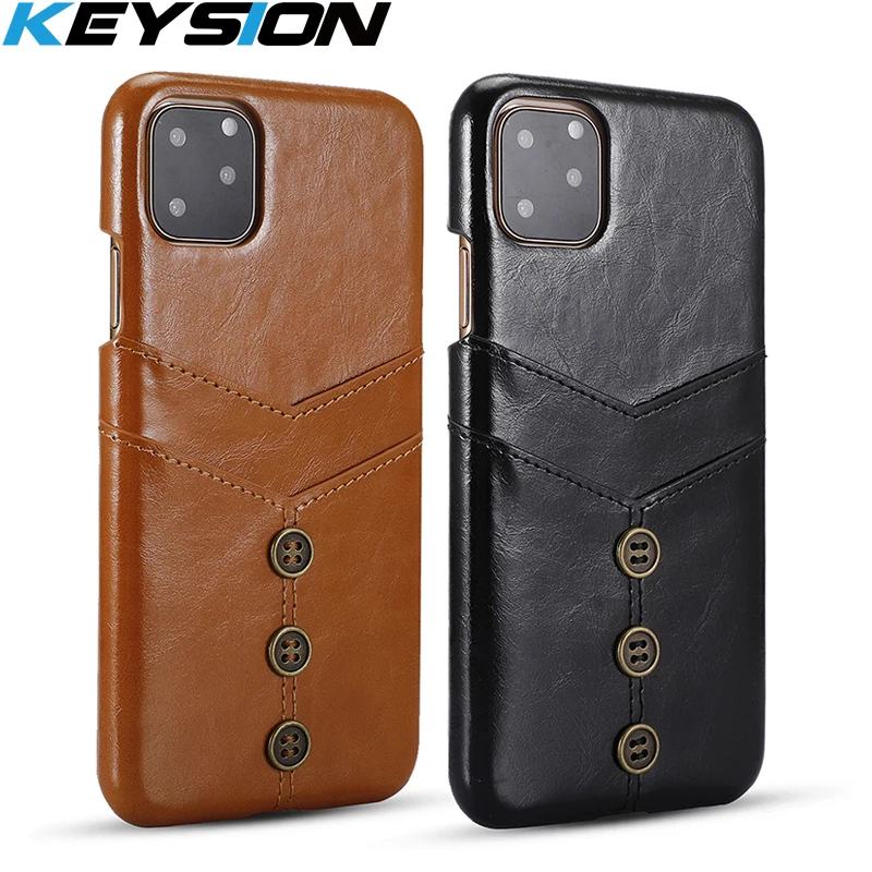 

KEYSION luxur Retro PU Leather Case for iPhone 11 11 Pro Max Case with Card Pocket Phone Back Cover for iPhone 11 Pro 11 Pro Max
