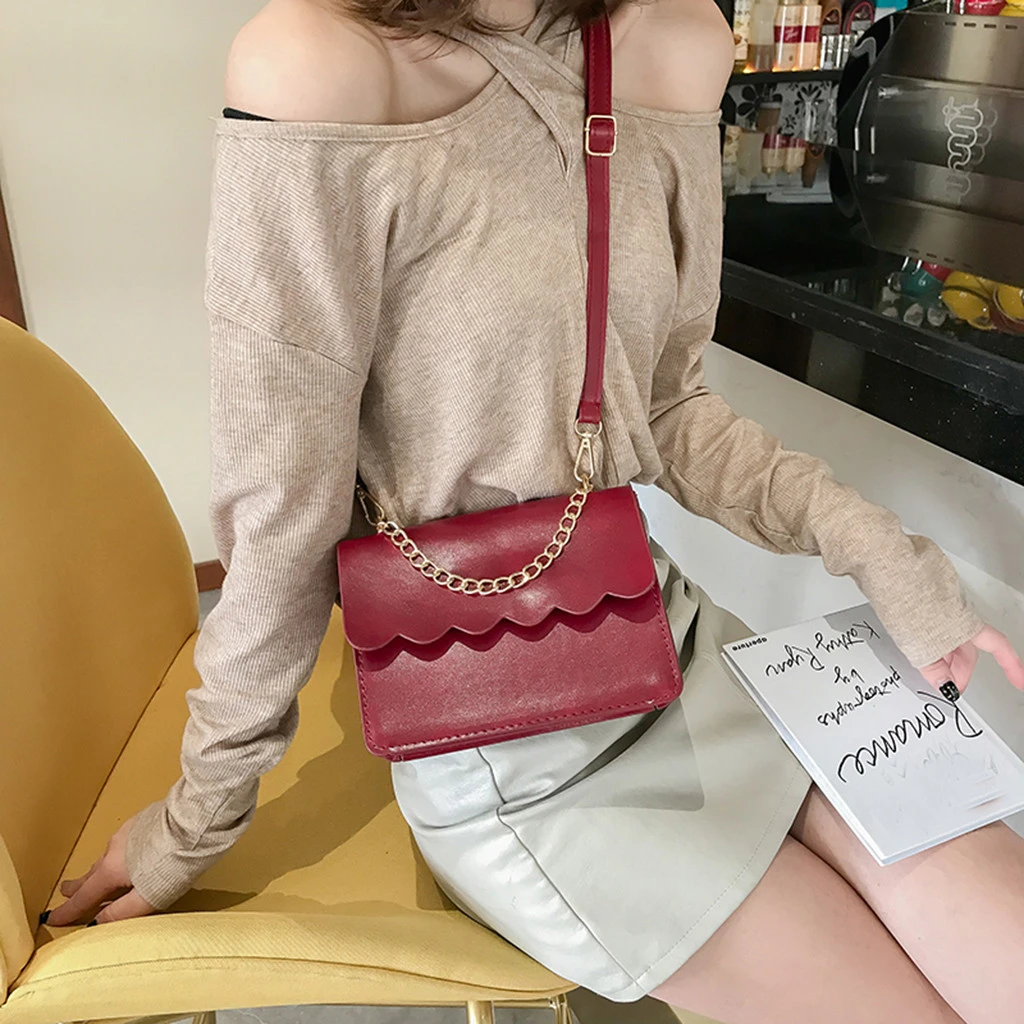Simple Flap Shoulder Fashion Women Bag Leather Bags Girls Pure Color Mini Messenger Chest Cross Body Handbags Bolsa Feminina 820