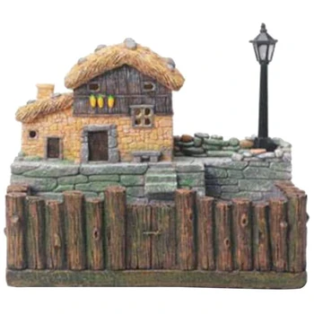 

Garden Flower Pot, Succulent Flower Pot, Miniature Resin House Kit, Mini Landscape Decoration (Thatched Flower Pot)