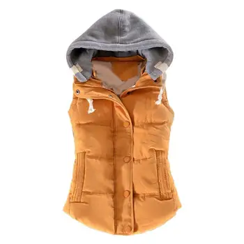 

waistcoat women Autumn Winter Color Block Sleeveless Hooded Waistcoat Warm Thick Vest Coat Vests Female Women Hooded Waistcoat