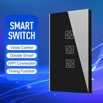 

US Standard Zero Fire Graffiti Smart Switch Touch Voice Remote Control WiFi Smart Switch Support Tmall Elf Google Voice Control