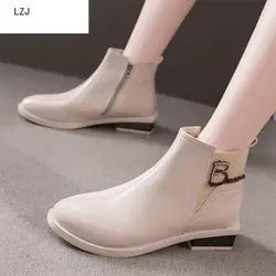 LZJ/новые женские ботинки из искусственной кожи ботильоны на молнии Модные Ботинки martin женские ботинки на низком каблуке 2019 г., зимние