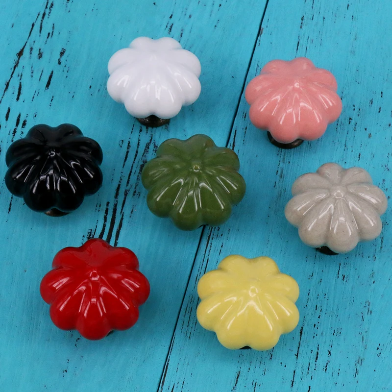 1 шт. многоцветная керамическая ручка в виде тыквы милые детские ручки для шкафа