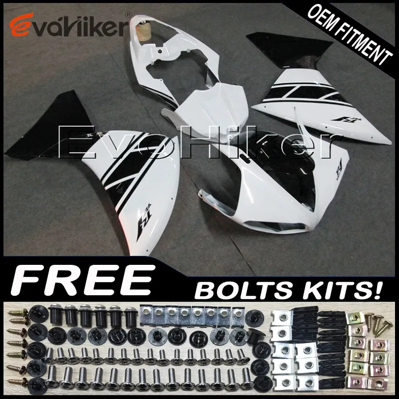 Заказной обтекатель мотоцикла для YZF-R1 2009-2011 ABS пластиковый корпус мотоцикла литьевая форма серебро белый+ подарки - Цвет: F