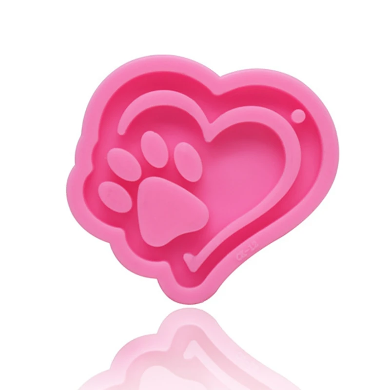 

Crystal Epoxy Resin Mold Love Heart Bear Paw Keychain Casting DIY Silicone Mould B95F