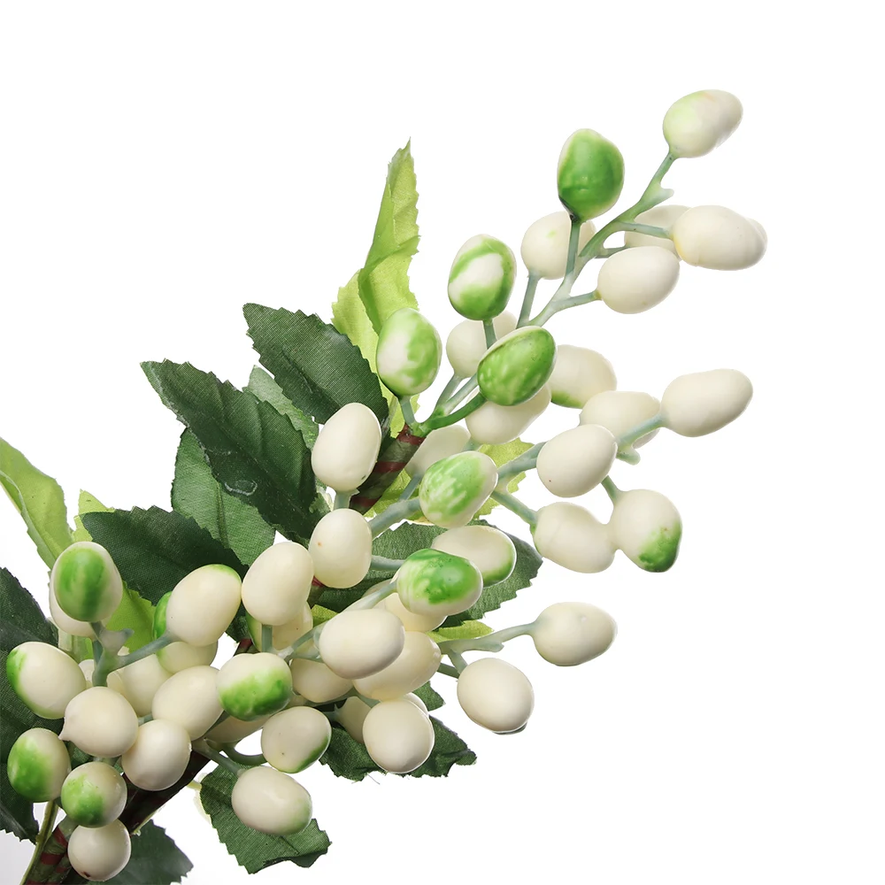 39cm Fake Olive Fruit Bean Branch Flowers For Christmas Artificial Plant Berry Flowers For Wedding Home Room Wall Decoration