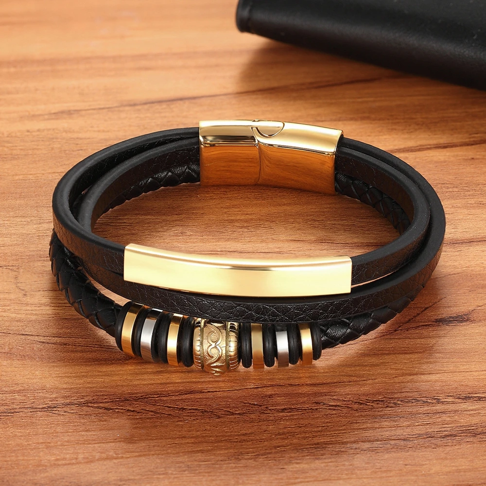Stainless Steel Leather Bracelet Jewelry For Men bracelet jewelry