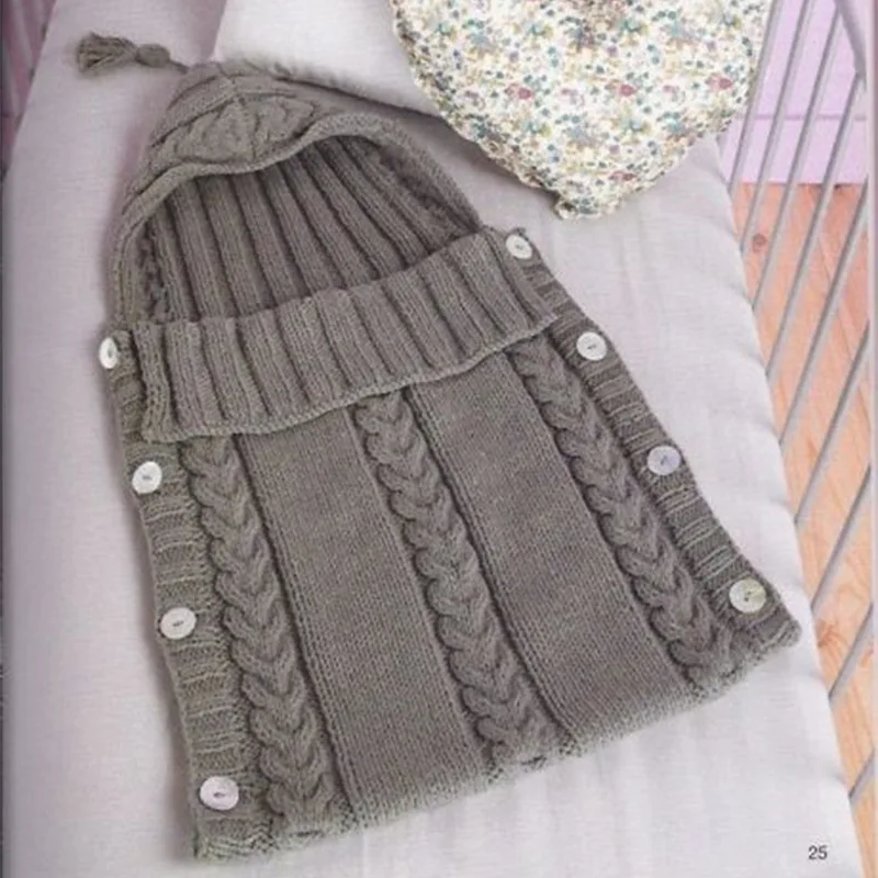 Одеяло для новорожденных, вязаное крючком, однотонное зимнее теплое Пеленальное Одеяло, спальные мешки на пуговицах