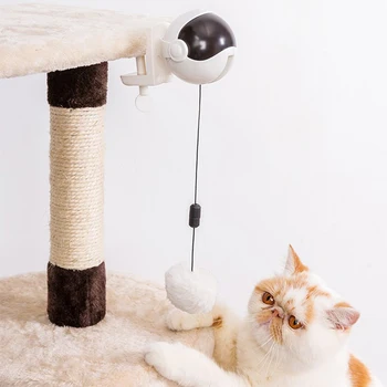 

Electric Cat Toy Home Training Retractable Rope Interactive Exercise ABS Flutter Rotating With Ball Automatic Lifting Pet Supply