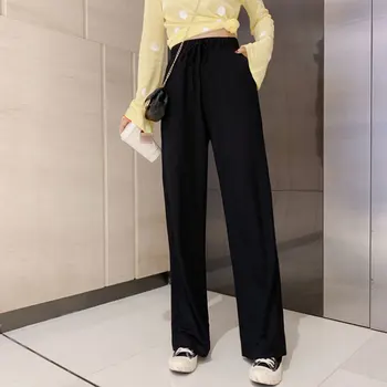 

Spring and autumn wide-leg pants women loose high waist was thin new breathable straight trousers female 2020