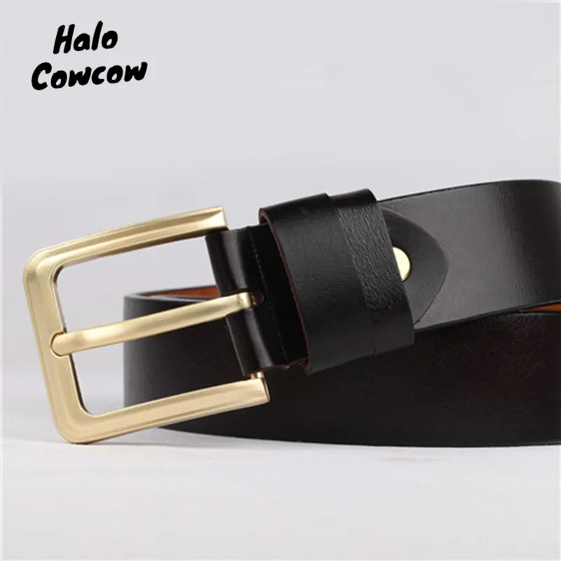 

105 130 140 150 160 170 Large Size Mens Belt Real Genuine Leather Men Belts for Men Gold Pin Buckle Luxury Brand Waistband Belt
