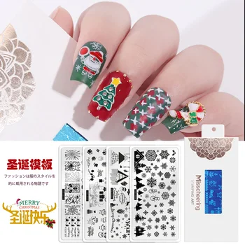 

1 Sheet Christmas nail stamping plates snow flower christmas trees bells animals 3D manicure Steel plate printing template MZ215
