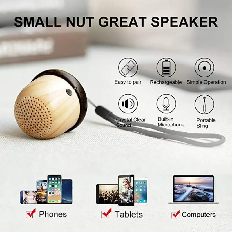 

Mini Wireless Smart Bluetooth Speaker Cute Nut Shape Portable Stylish Popular Fashion Subwoofer Outdoor Camping Travel Tool