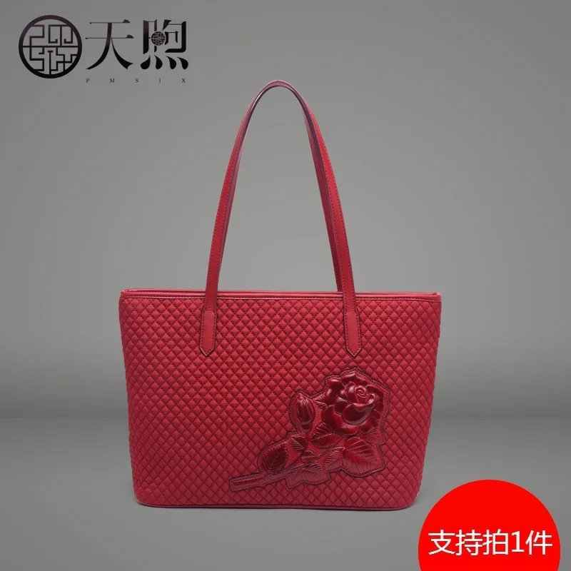 

Pmsix Single Shoulder Bag Female 2019 Joker Cowhide Hand Bag Female Bag Big Capacity Bag Toto Special Bag