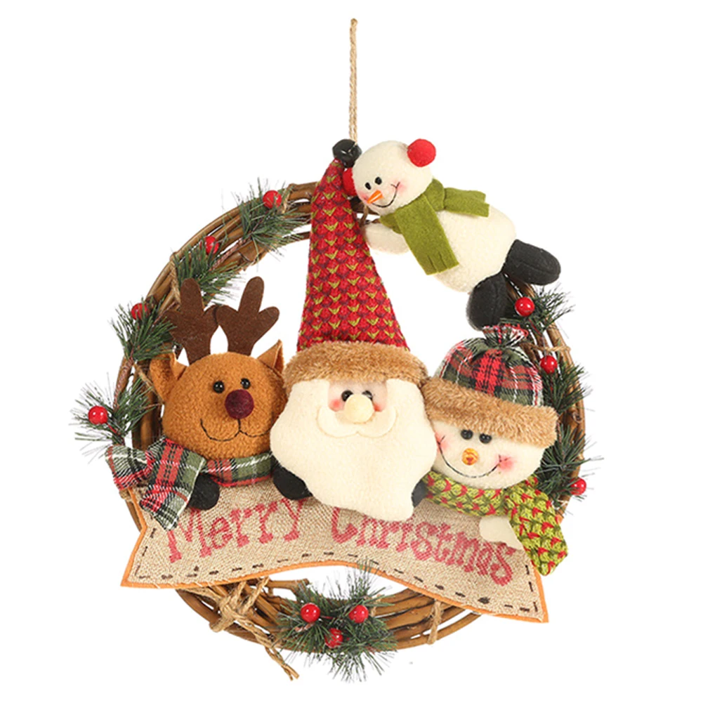 

Christmas Decoration Snow Man Old Man Deer Ring Figurine Rattan Decoration