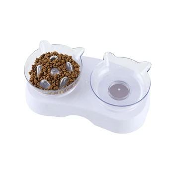 

Adjustable Pet Feeder Dog Double Bowl Cat bowl Water Feeding Food Pet Dog Dish Feeders Tableware With Protection Cervical