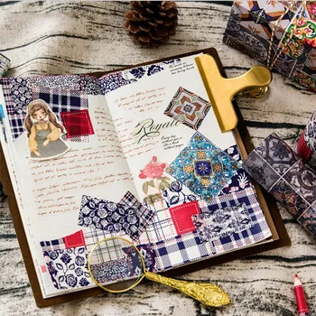 

10PACK Masking Tape Retro grid tape wooden decoration collage series hand account DIY decoration stickers wholesale 5M