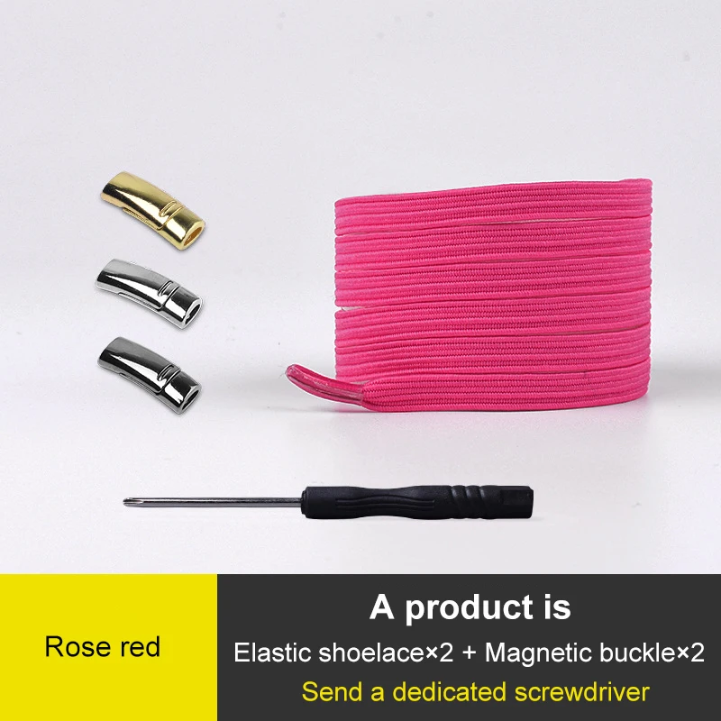 Rose Red 1 пара, модные магнитные шнурки, эластичные шнурки для обуви, для детей и взрослых, унисекс, плоские кроссовки, шнурки, шнурки для быстрой носки - Цвет: Rose Red